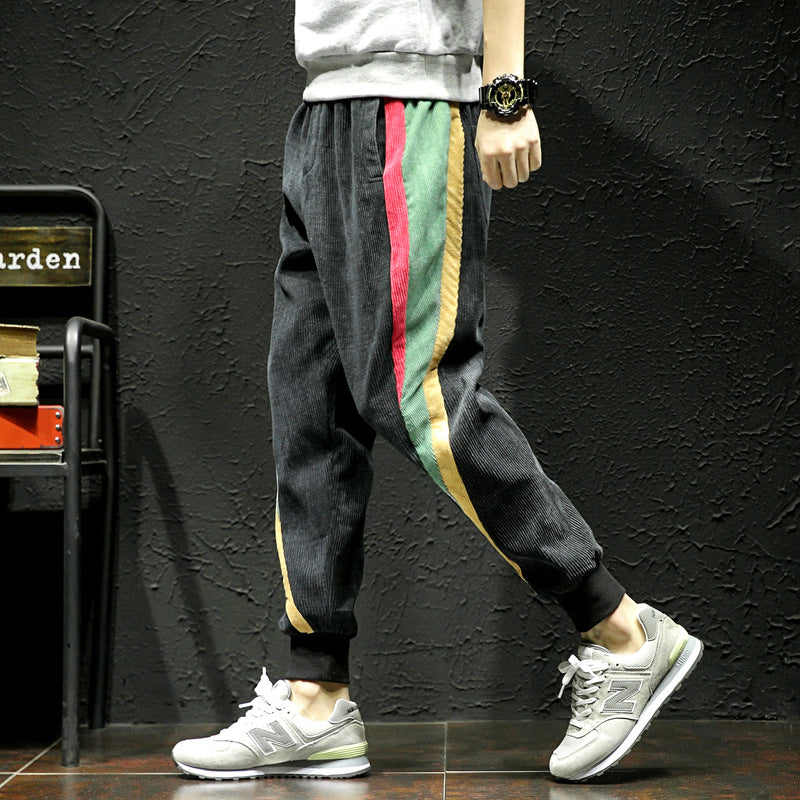 Male Korean version of the trend loose three bars casual pants