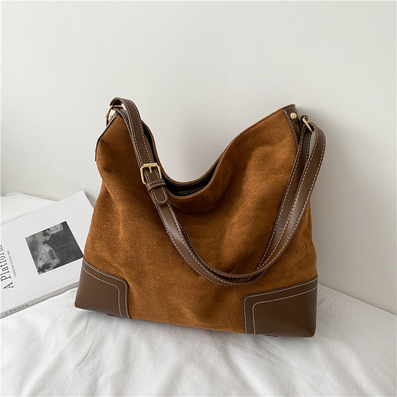 Simple And Large-capacity Contrast Color Stitching Tote