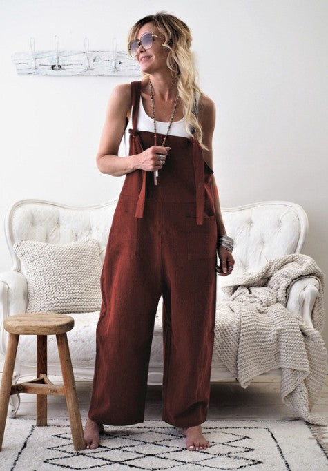 Casual Plus Size Overalls With Pockets In Multicolor