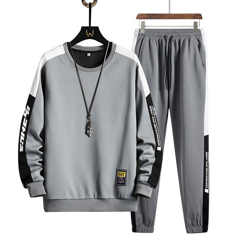 Men's New Fashion Round Neck Sweater Casual Sports Suit