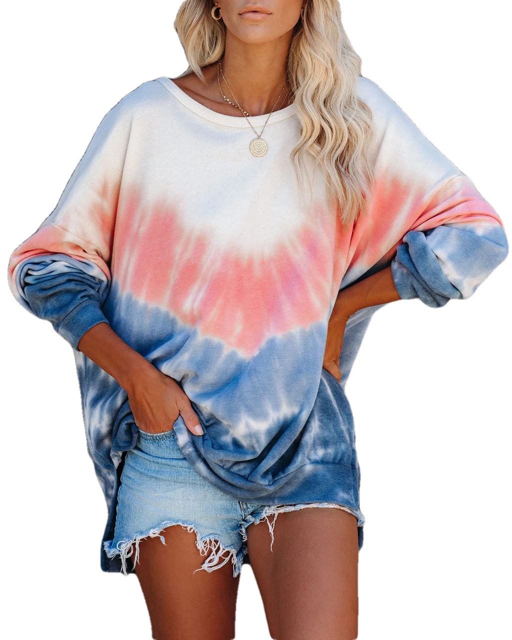 Casual Printed Long-Sleeved Loose-Fitting Sweater