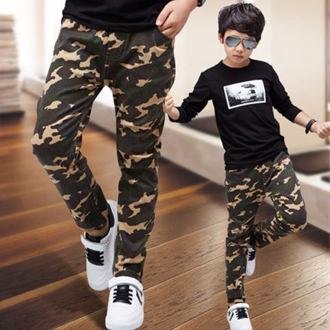 Children's Sports Camouflage Trousers With Plush Thickening