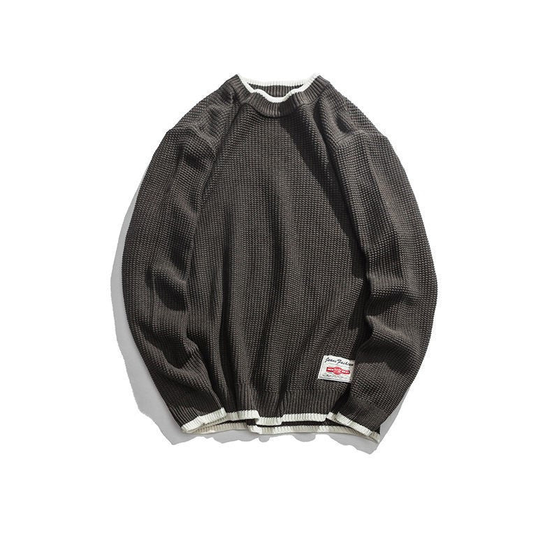 Round Neck Thick Wool Sweater Knit Loose Men