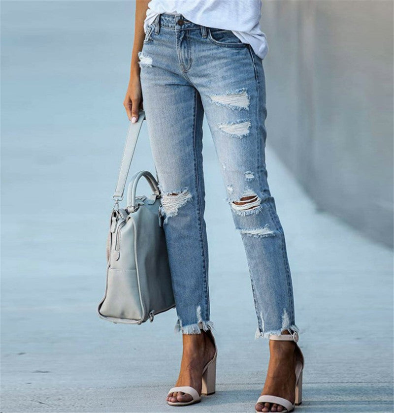 light blue Ripped Jeans Trousers