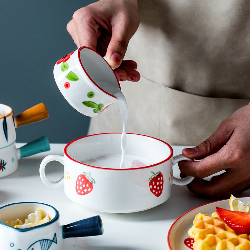 Mini Creative Household Seasoning Ceramic Dish With Handle