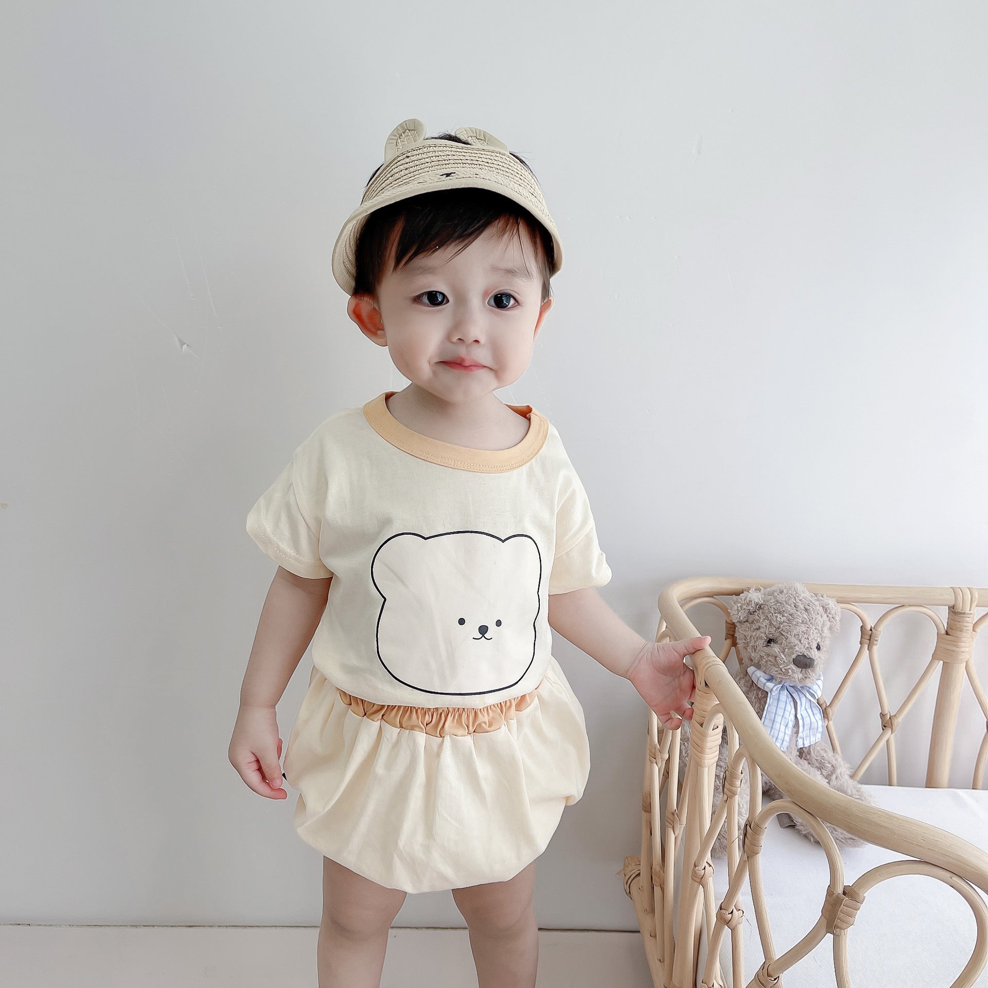 Baby Children's Summer Boy Suit Korean Children's Short-sleeved Shorts Outing Suit Two-piece Summer