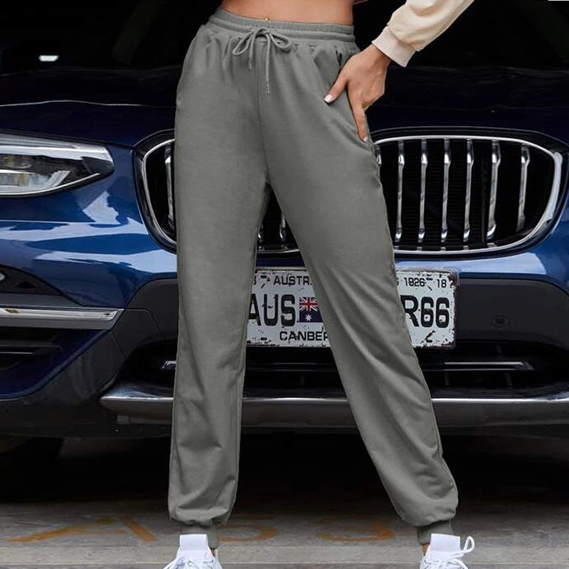 Sweatpants Ins Wind Casual Elastic Lace Solid Color Casual Trousers Sports Pants Women's Feet