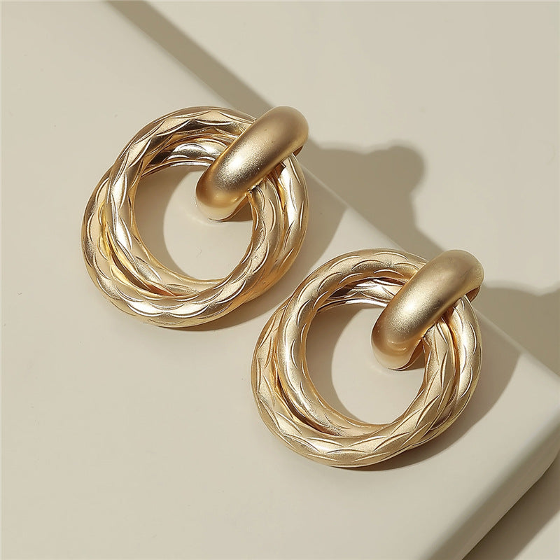 S925 Silver Needle New Trendy Minimalist Style Earrings Female Retro Gold Earrings