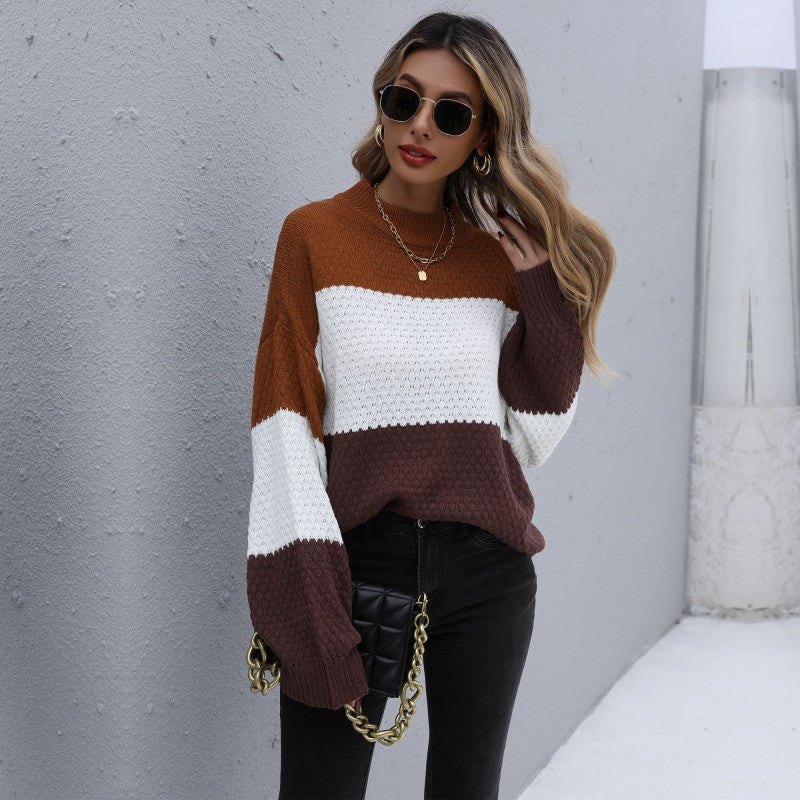 Round Neck Long Sleeve Knit Pullover Loose Sweater