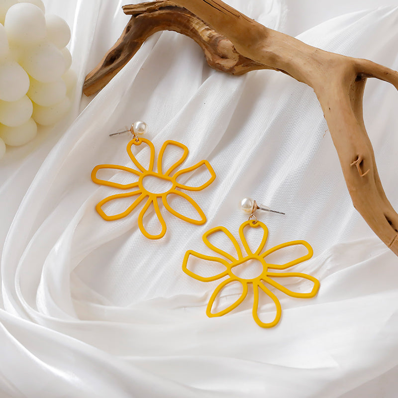 Yellow exaggerated Korean high-end earrings