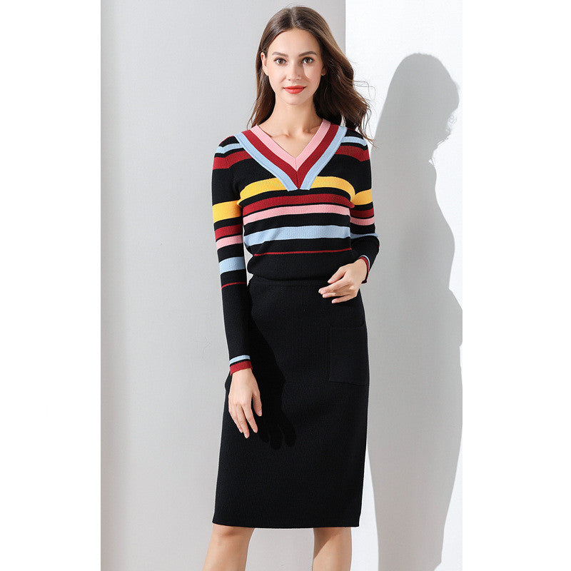 Sweater Skirt Casual Knitted Commuter Women's Two-piece Suit