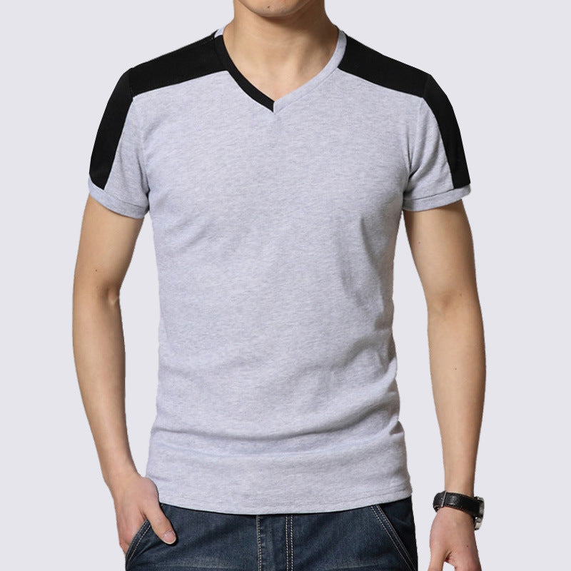 Cotton men's short-sleeved stitching T-shirt