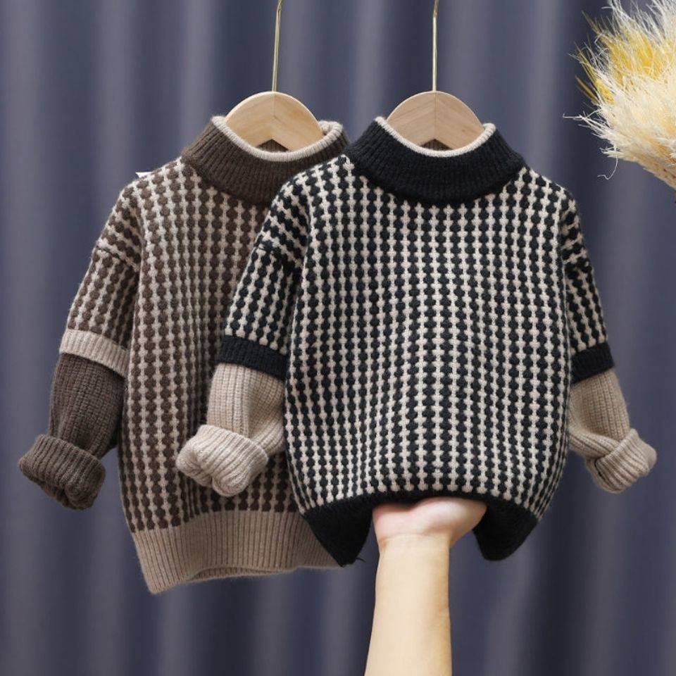 Fashion Simple Solid Color Children's Thickened Sweater