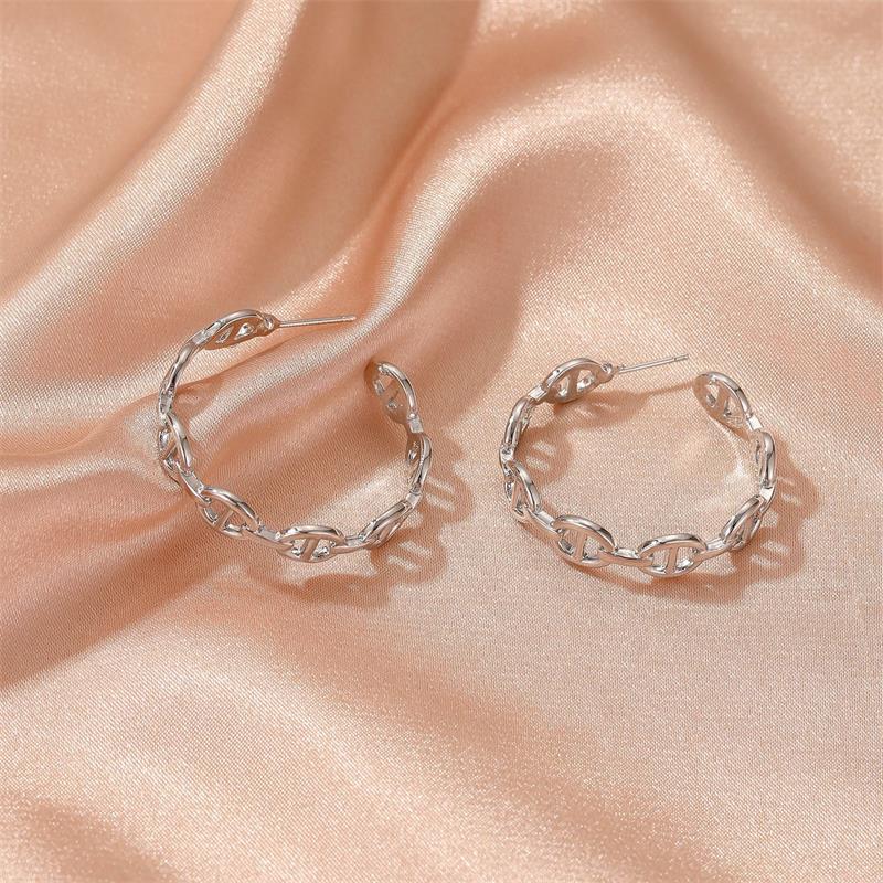 Exaggerated Geometric Hollow Cold Wind C-Shaped Earrings