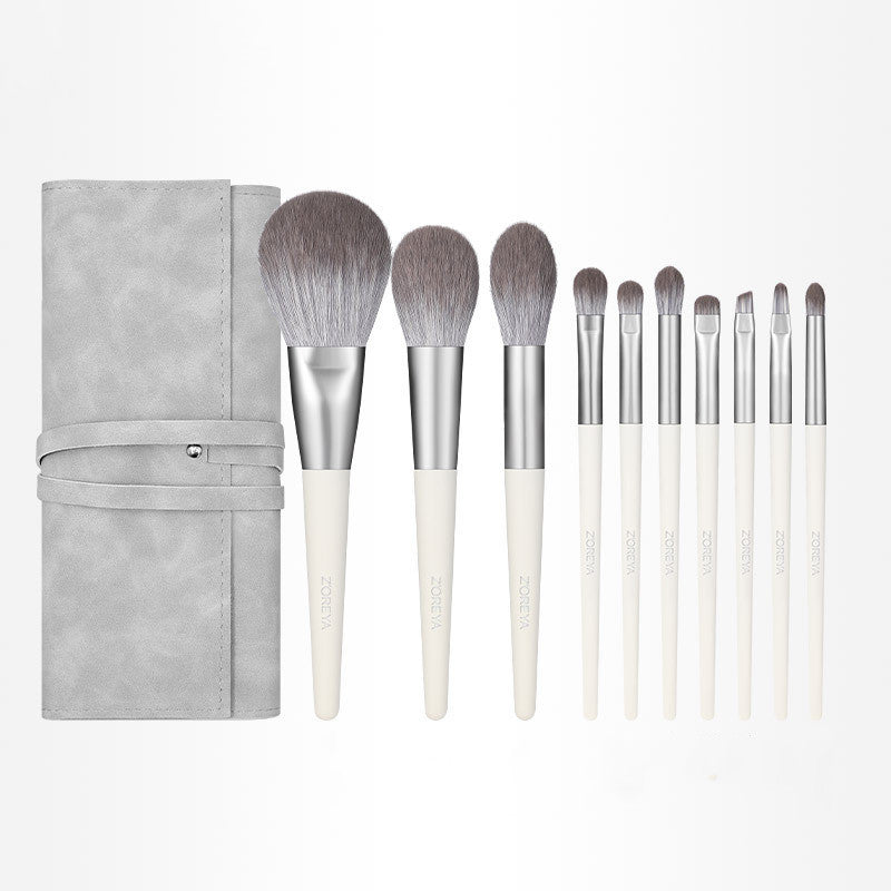 ZOREYA silver foxtail 10 makeup brushes