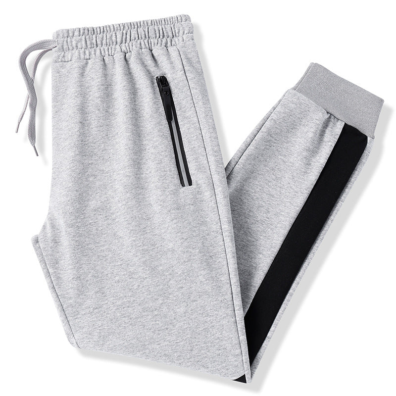 Sports Solid Color Cotton Sweatpants With Drawstring Long Pants