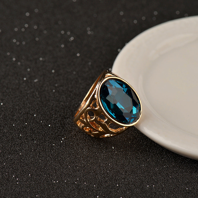 Fashion Simple Golden Agate Ladies Ring
