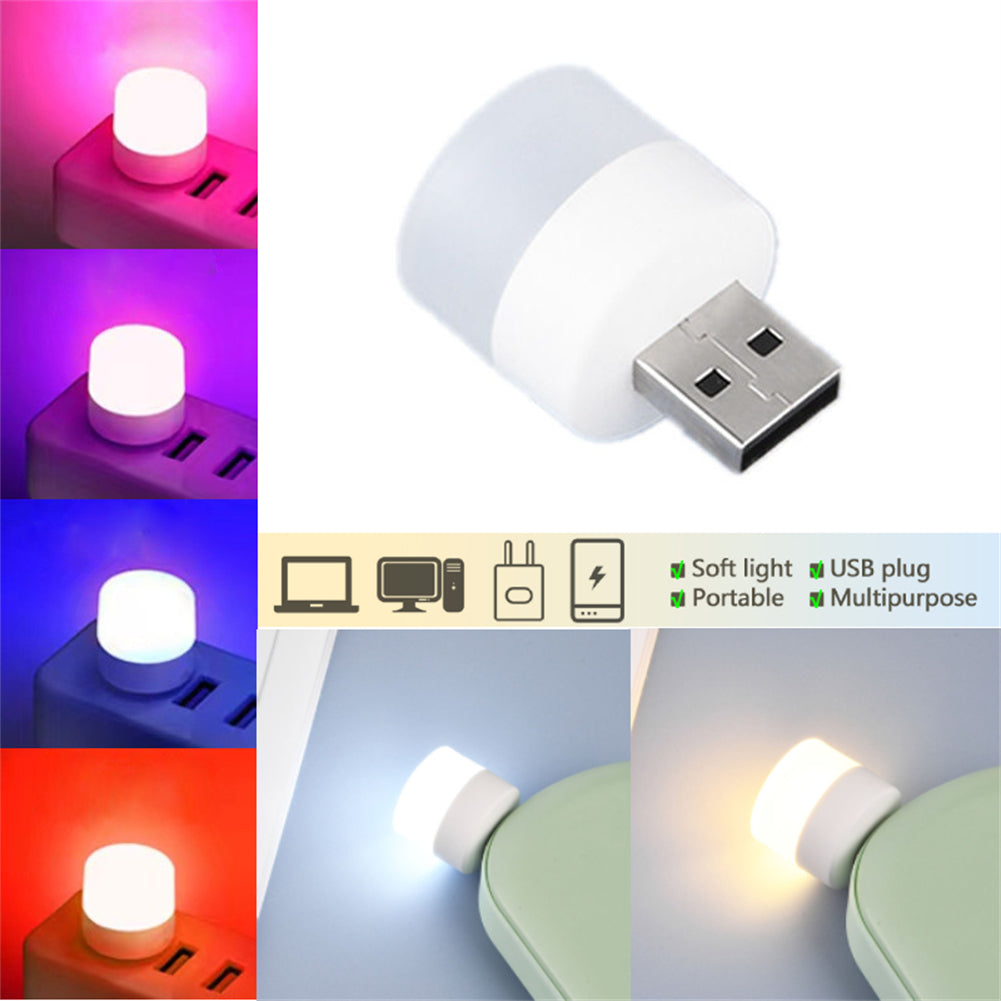 USB Plug Lamp Computer Mobile Power Charging USB Small Book Lamps LED Eye Protection Reading Light Small Round Light Night