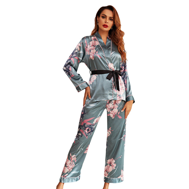 Belted Long Sleeve Trousers Two Piece