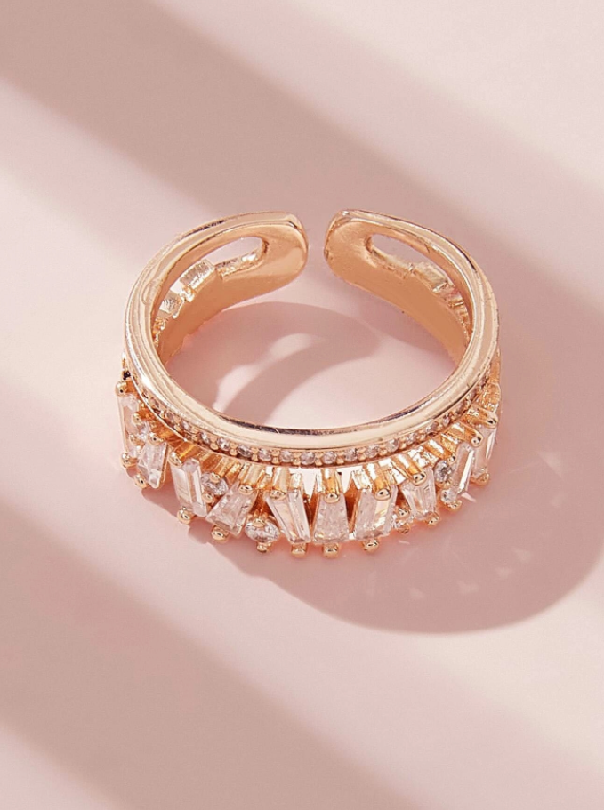 Real Gold-Plated Copper Zircon Ring