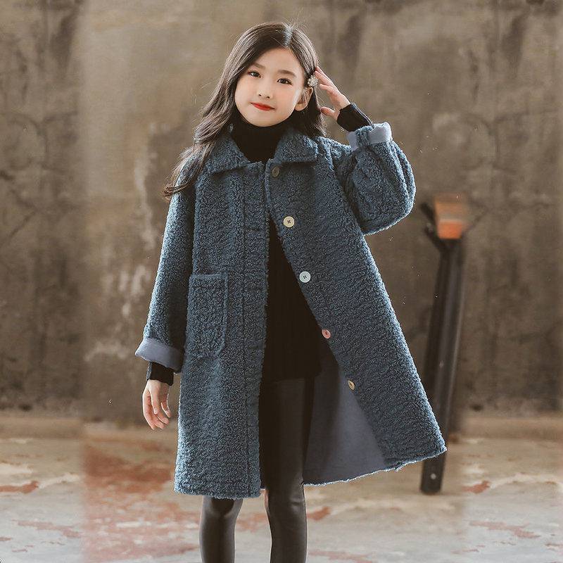 Girls' Jacket Quilted Thickened Autumn And Winter Lamb Plush