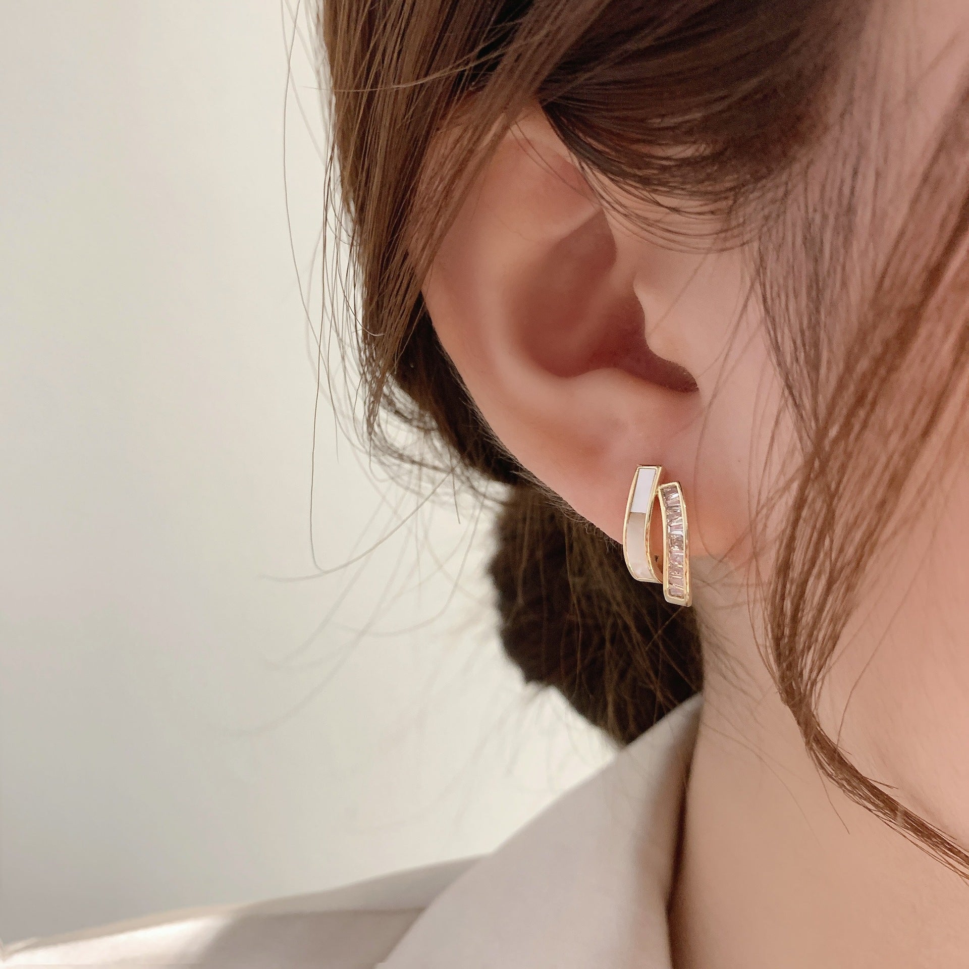 Fashion New Temperament Double-layer Personality Simple Silver Earrings