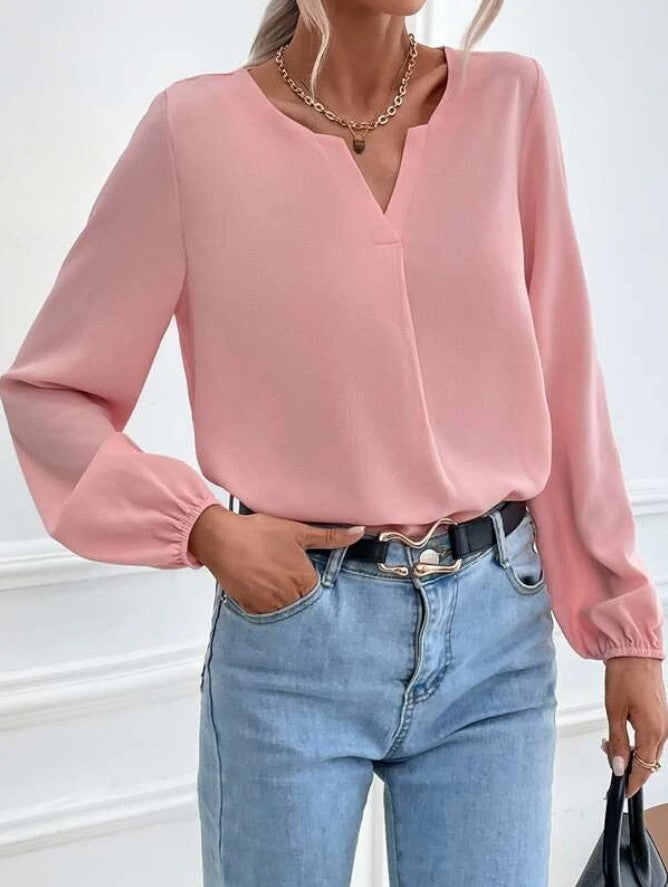 Loose Pullover Chiffon Temperament Commuter Solid Color Long-sleeved Bottoming Shirt