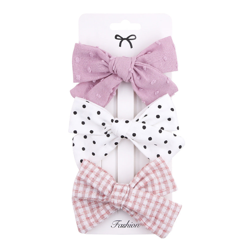 Simple Bowknot Four-piece Fabric Hairpin Set Baby Headdress