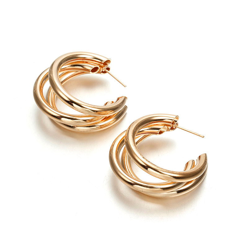 New style earrings personality cold wind metal ring ear buckle earrings female C-shaped earrings earrings
