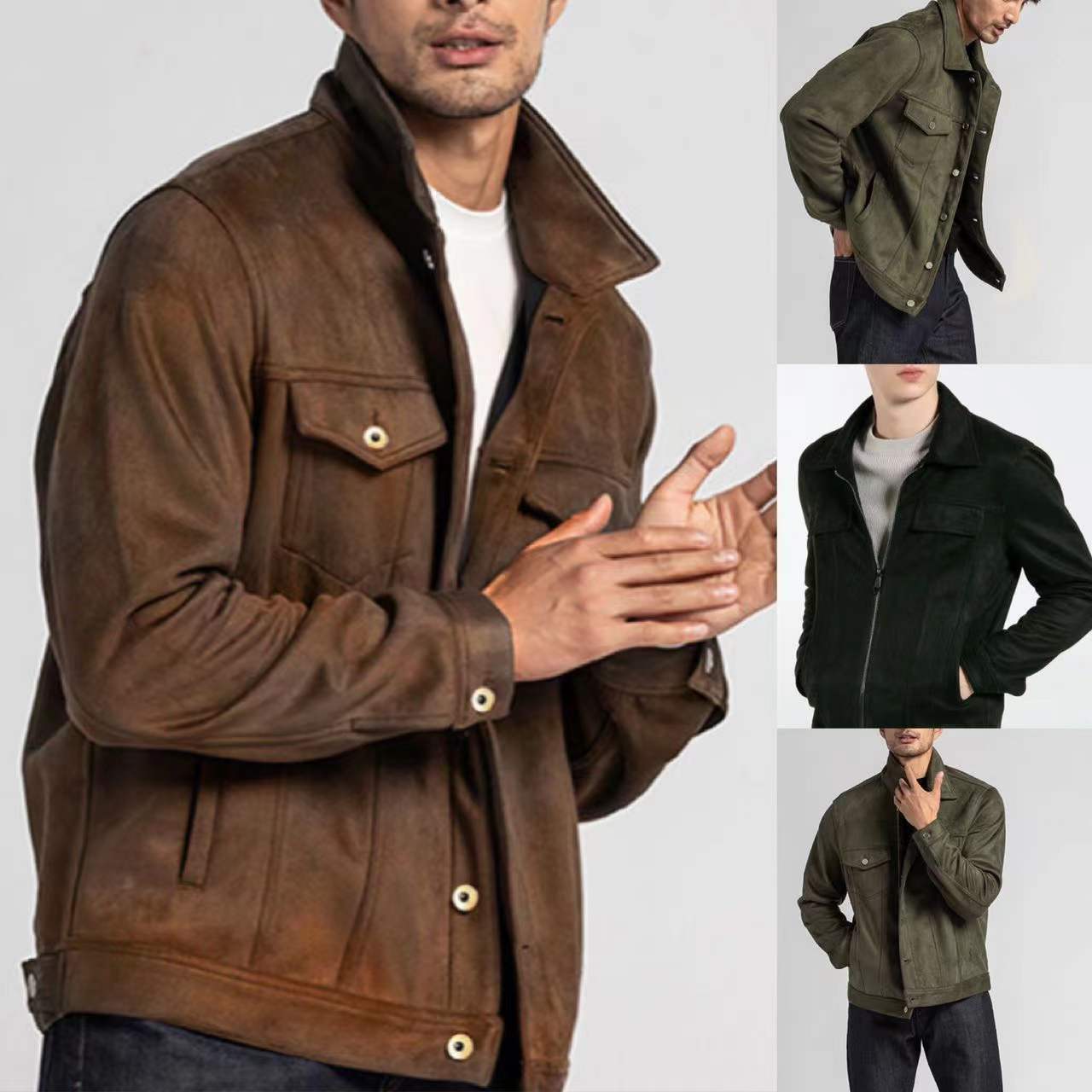 New Suede Jacket Lapel Men's Workwear Coat