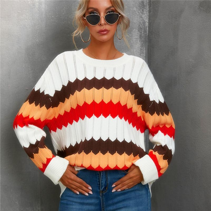Striped color block sweater
