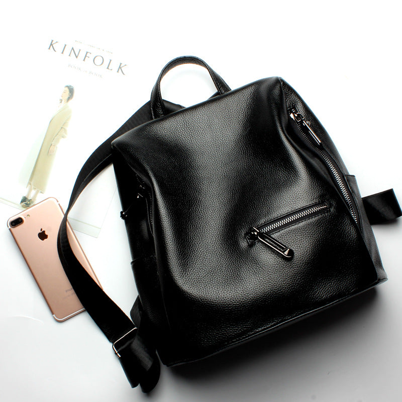 High Quality Black Leather Shoulder Handbag