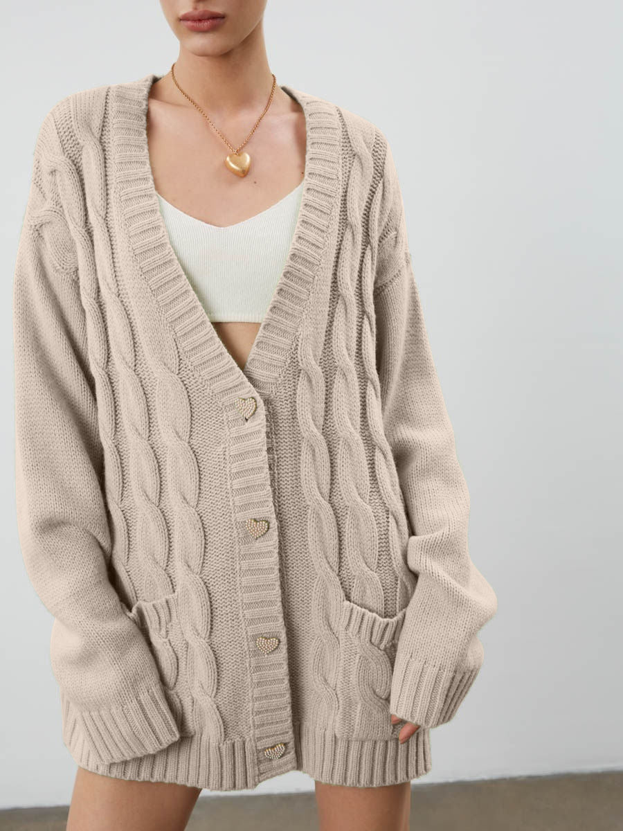 Loose Mid-length Knitted Cardigan Jacket