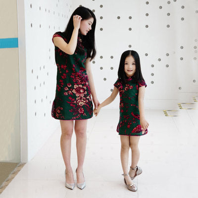 Girls  cheongsam parent-child dresses