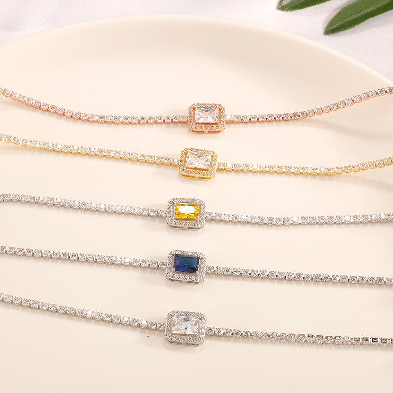 New real gold plated single row full zircon necklace women