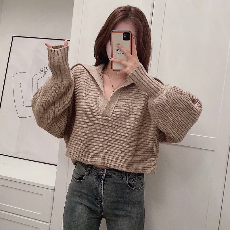 Simple And Fashionable Solid Color Loose Sweater