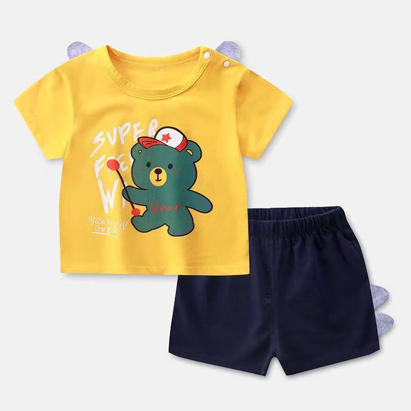 Summer Short-Sleeved Shorts Suit Children's Cotton Half-Sleeved T-Shirt Two-Piece Baby Clothes