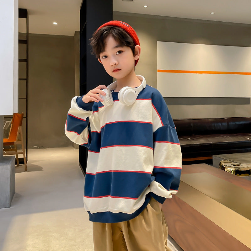 Boys' Sweater Casual Hedging Stripes