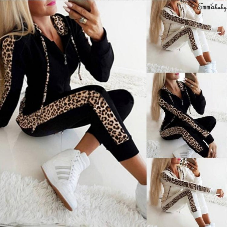 Zipper Hoodie And Trousers Women's Suit