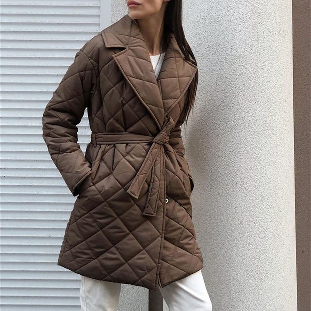 Lapel Mid-length Cotton Coat Autumn And Winter Women's New Style