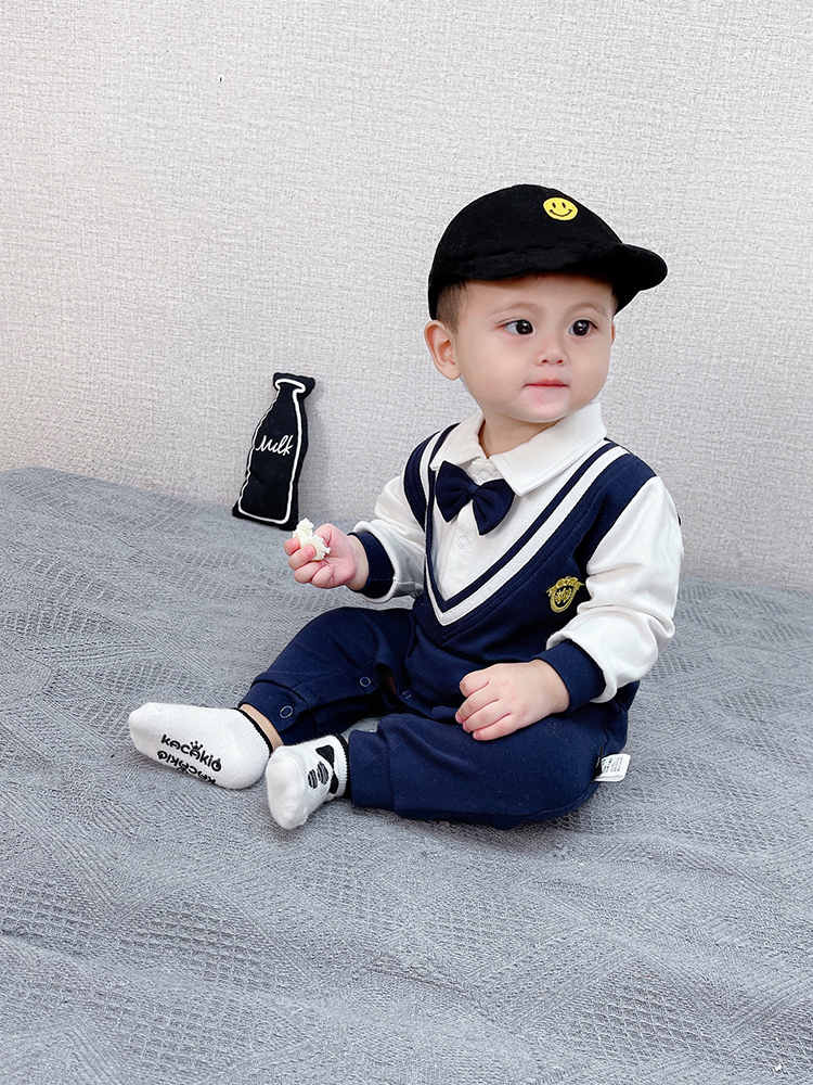 College Style Gentleman Baby Jumpsuit