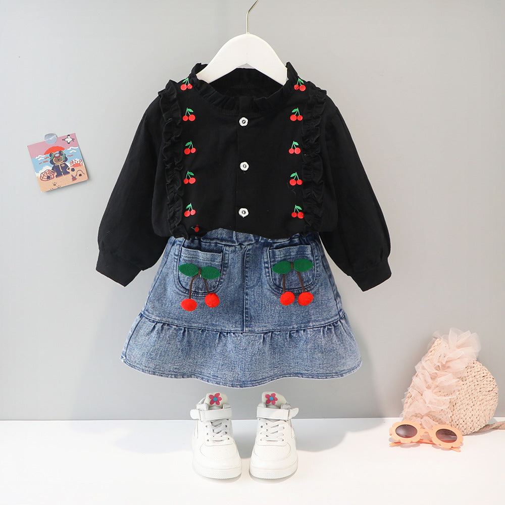 Middle And Small Children's Korean Style Spring Children's Skirt And Trousers Suit