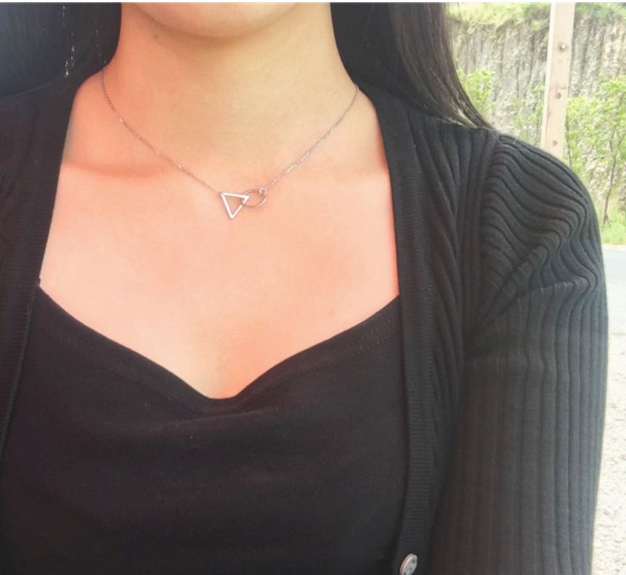 Simple 925 Sterling Silver Geometric Pendant Necklace