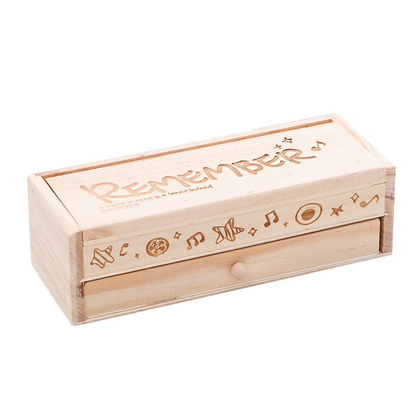 Creative Exquisite Cute Storage Box Multifunctional Wooden DIY Small Blackboard Drawer Pencil Case Korea Stationery Box