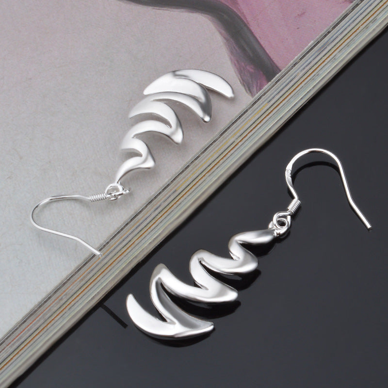 Korean crescent shaped silver earrings