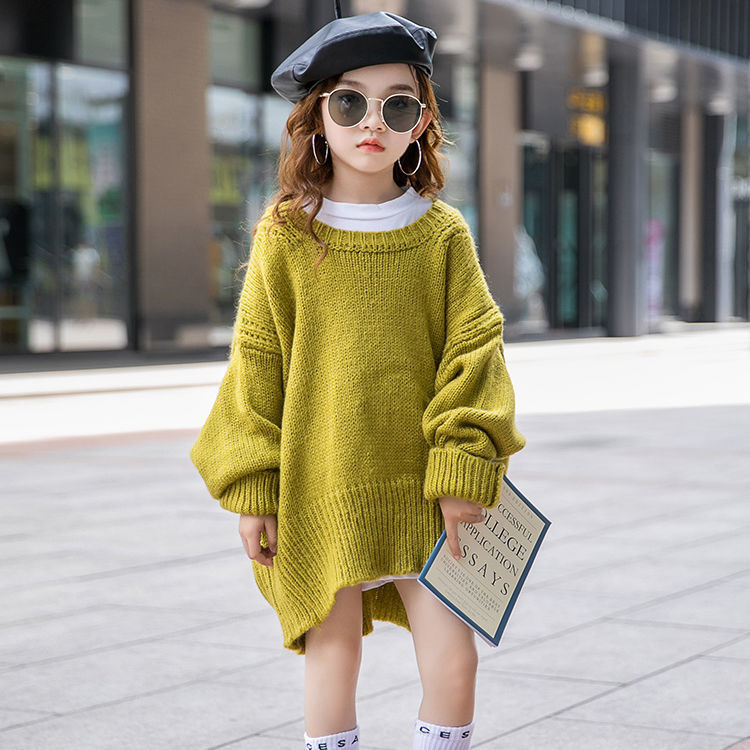 Big Kids' Pullover In Solid Color Loose Knit Sweater