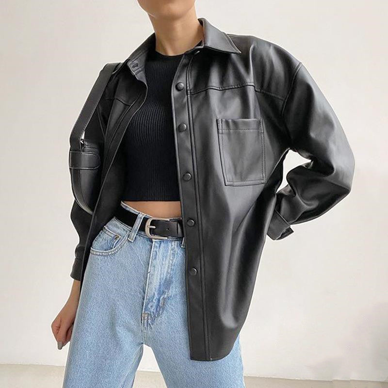 Leather Women's Jacket Coat Lapel Coat Trend