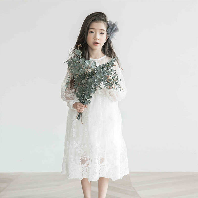 Children Girls Lace Mesh Princess Dress