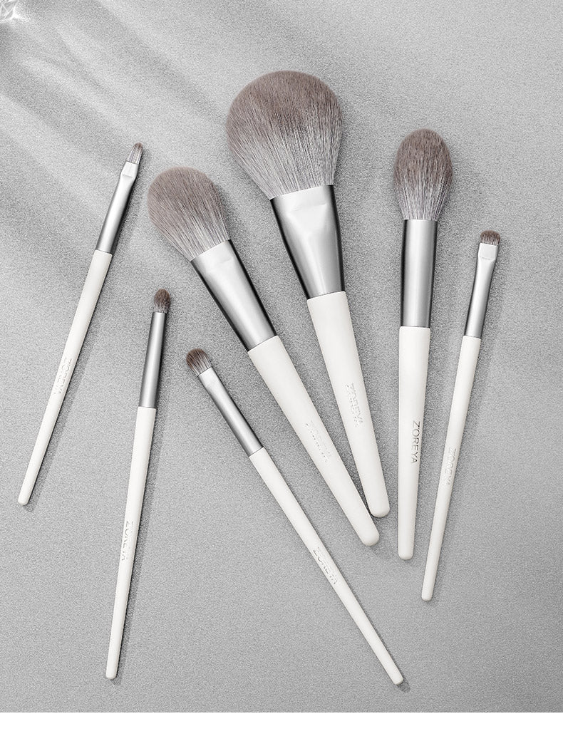 ZOREYA silver foxtail 10 makeup brushes