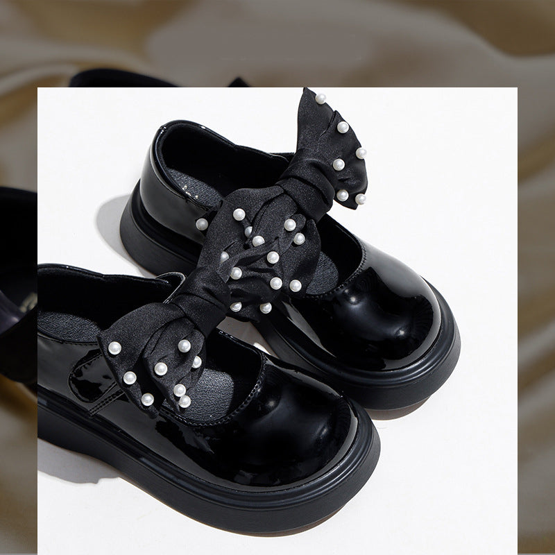 Fashion Black Children's Soft Sole Small Leather Shoes